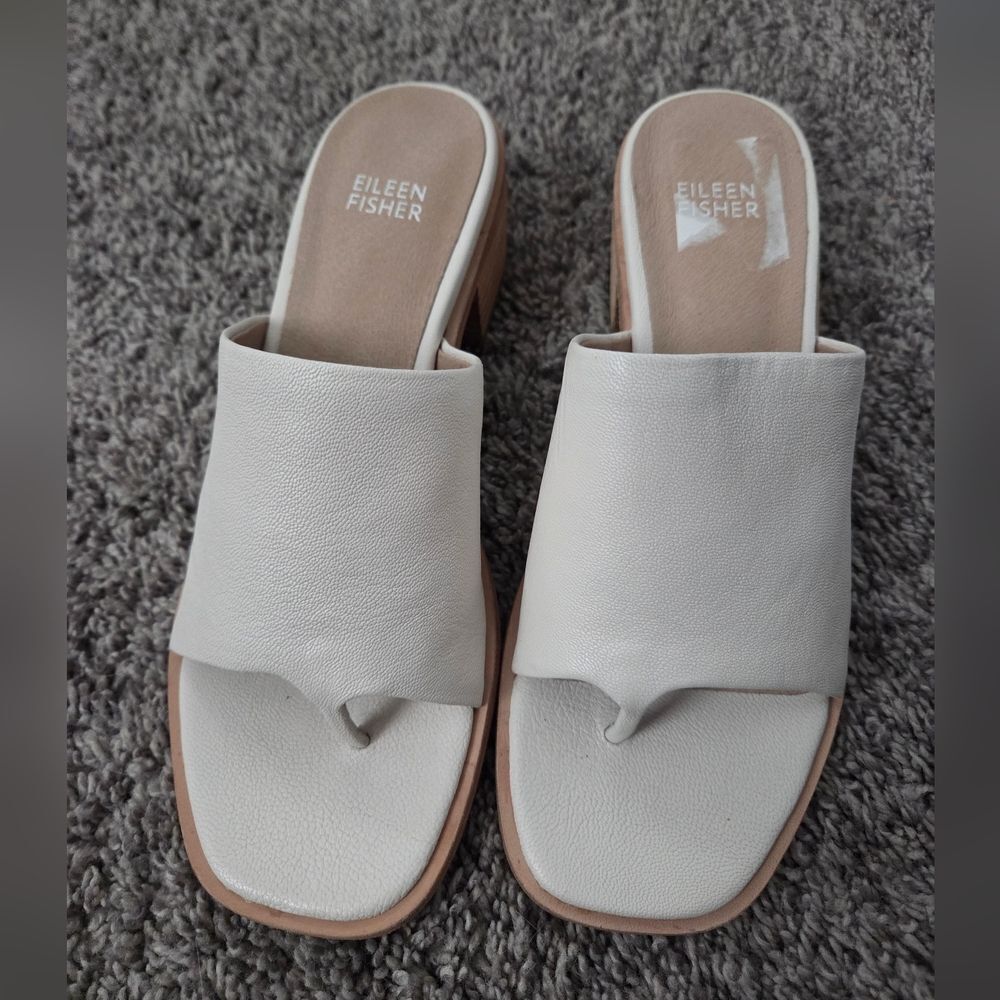 Eileen Fisher White Airy Slide Sandals